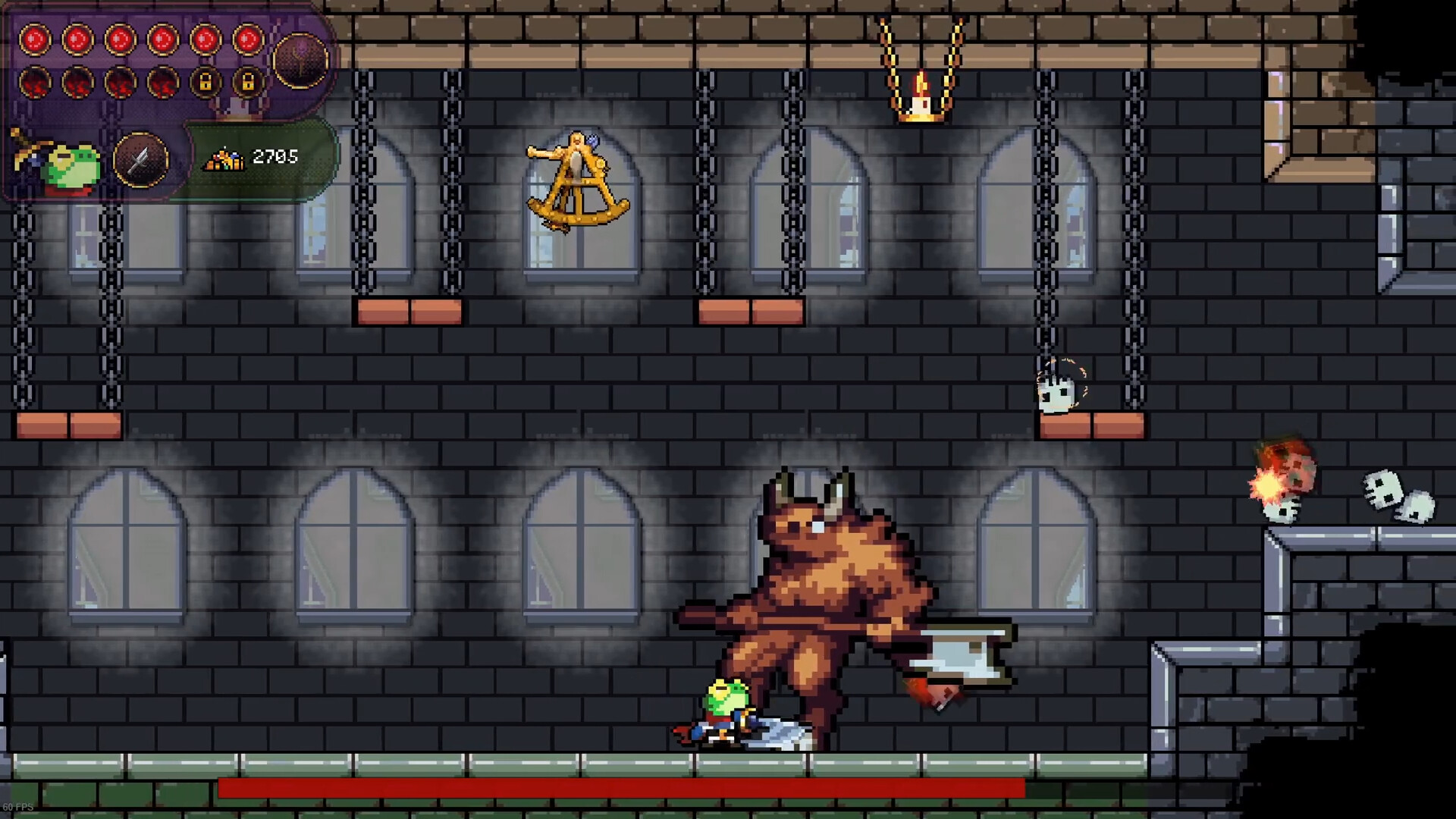 Dungeon room with gravestones and candles